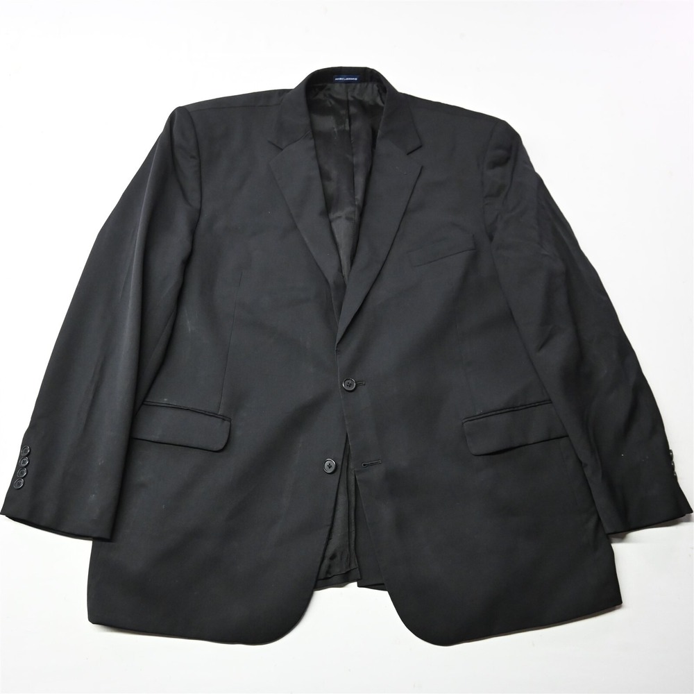 Stafford 50L Black Performance 100% Wool Mens Suit Blazer Sport Coat Jacket